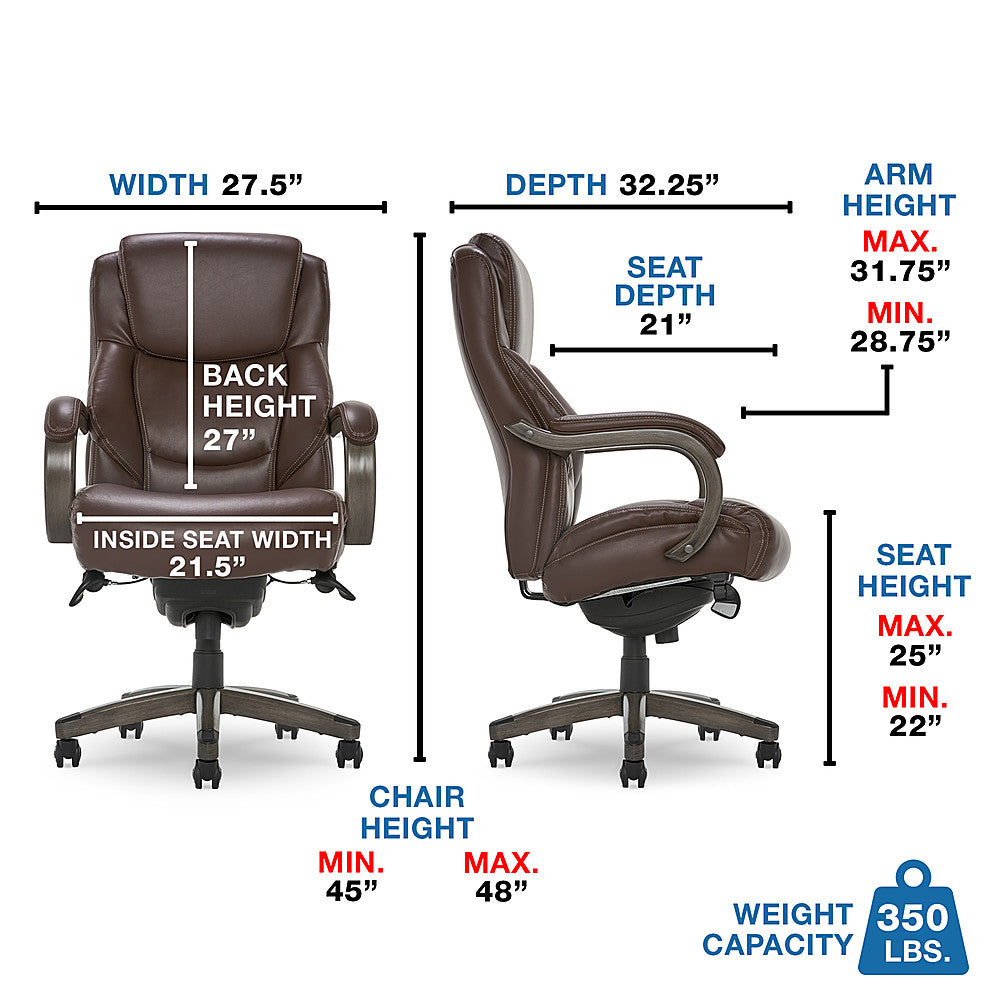La-Z-Boy - Delano Big & Tall Bonded Leather Executive Chair - Chocolate Brown/Gray Wood_2