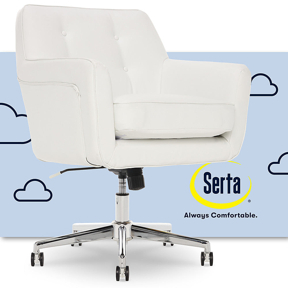 Serta - Ashland Bonded Leather & Memory Foam Home Office Chair - White_0