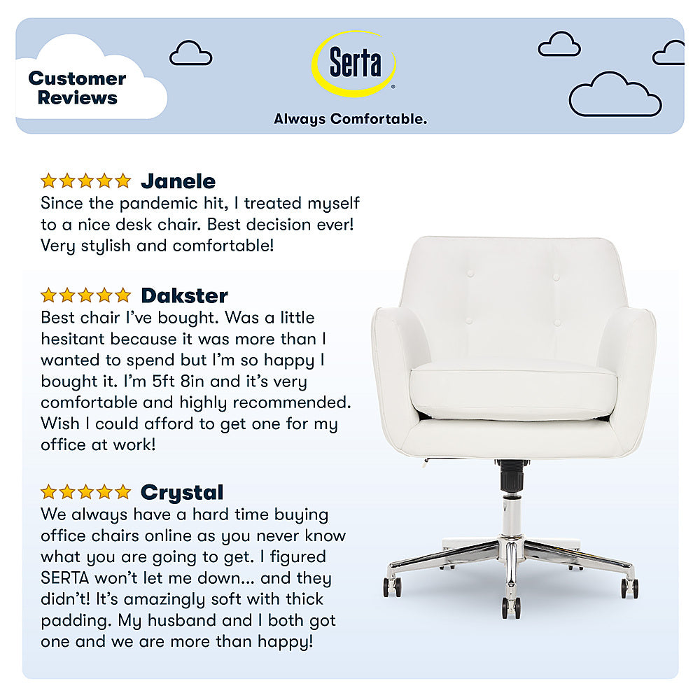 Serta - Ashland Bonded Leather & Memory Foam Home Office Chair - White_6
