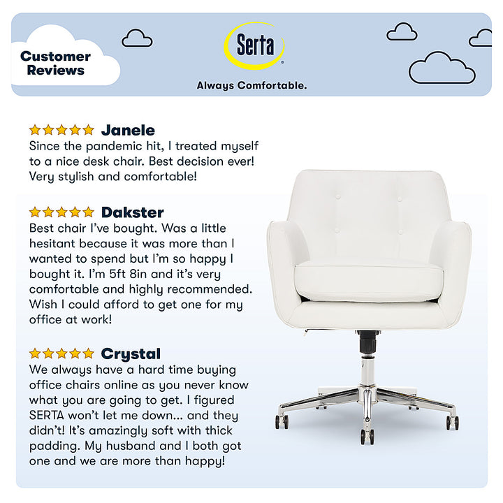 Serta - Ashland Bonded Leather & Memory Foam Home Office Chair - White_6