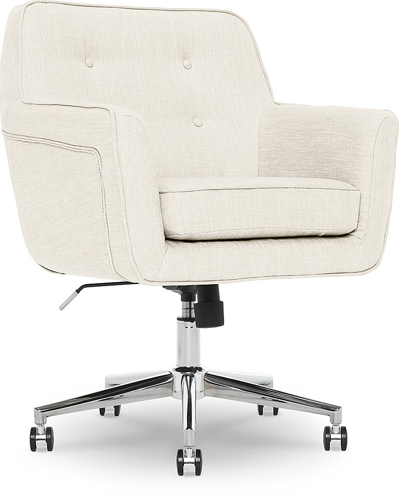 Serta - Ashland Memory Foam & Twill Fabric Home Office Chair - Ivory_1