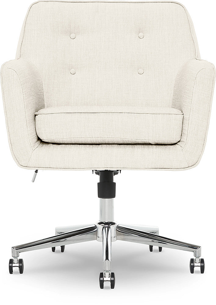 Serta - Ashland Memory Foam & Twill Fabric Home Office Chair - Ivory_0