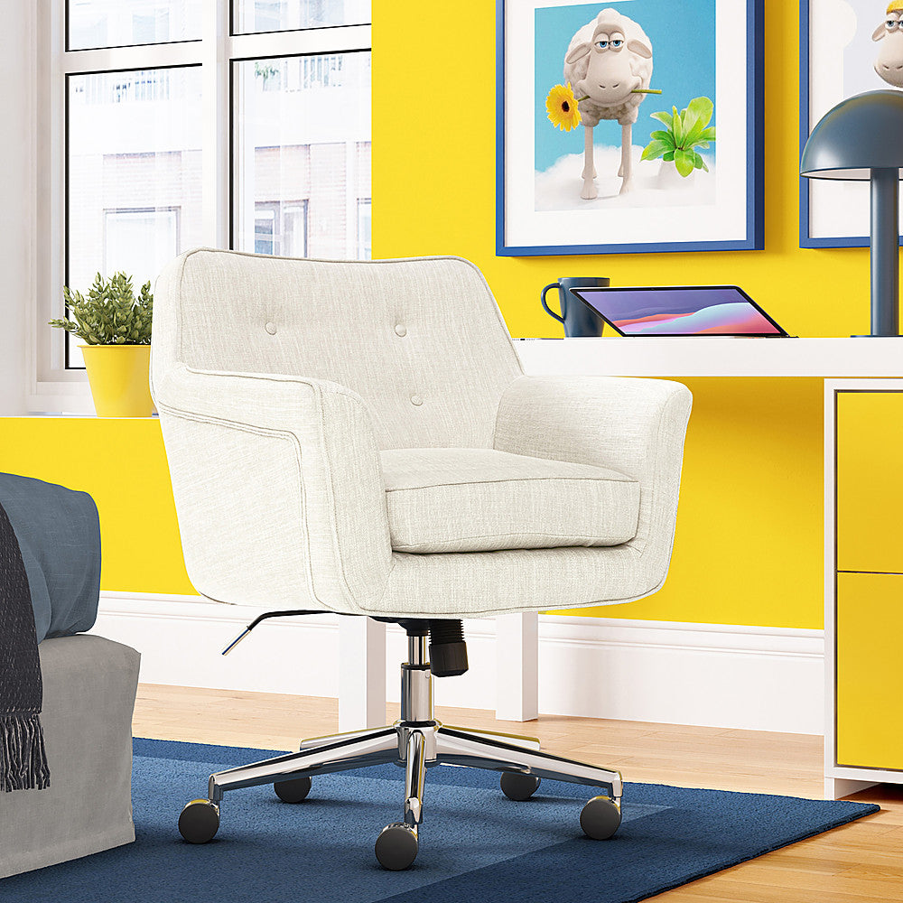 Serta - Ashland Memory Foam & Twill Fabric Home Office Chair - Ivory_2