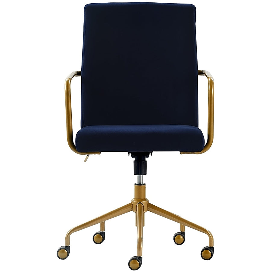 Elle Decor - Giselle Mid-Century Modern Fabric Executive Chair - Gold/Velvet Blue_0
