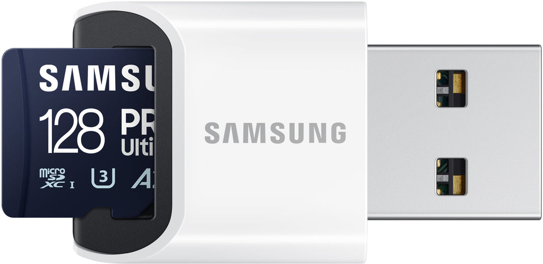 SAMSUNG PRO Ultimate + Reader 128GB microSDXC Memory Card, Up-to 200 MB/s, UHS-I, C10, U3,  V30, A2_2