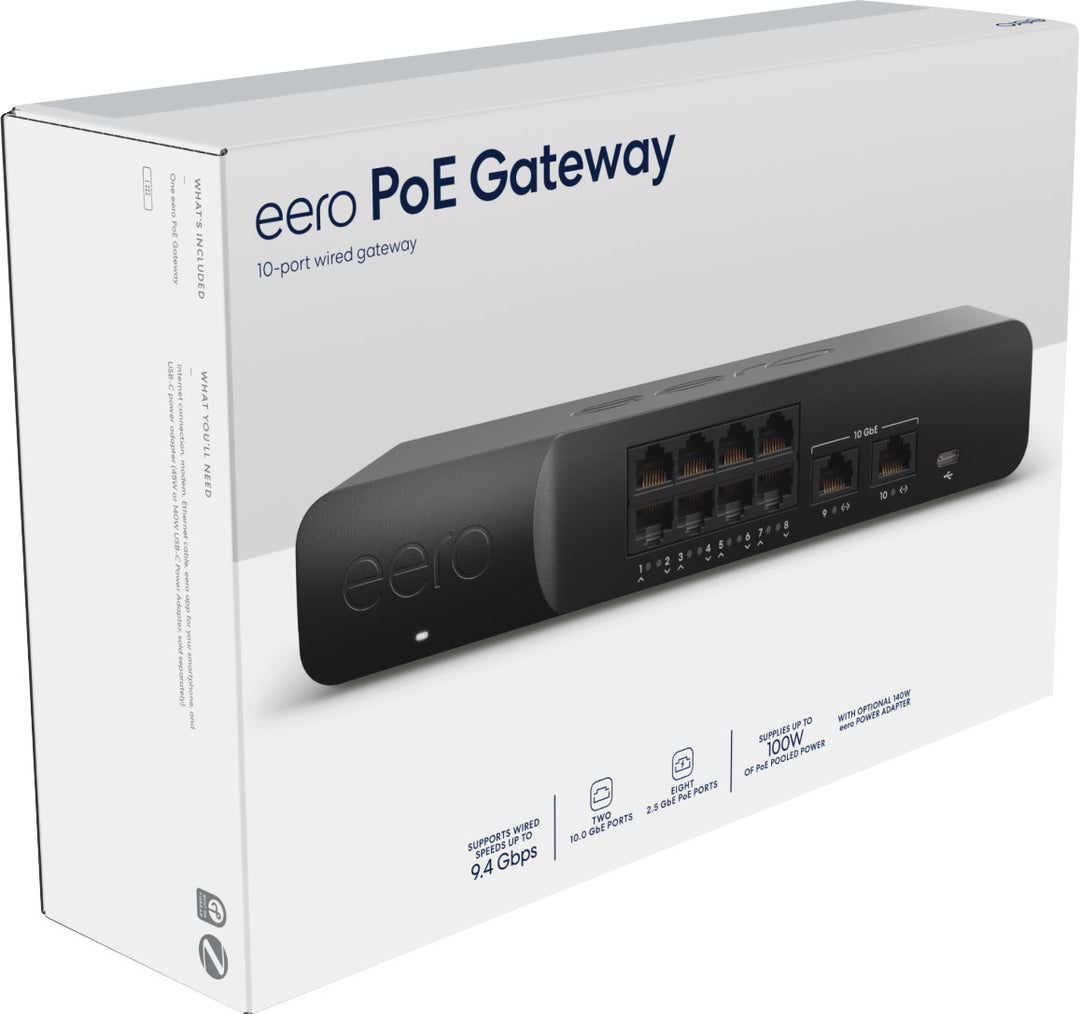 eero - PoE Gateway, 10-port Wired Gateway with 140W USB-C Power Adapter for PoE Systems - Black_4