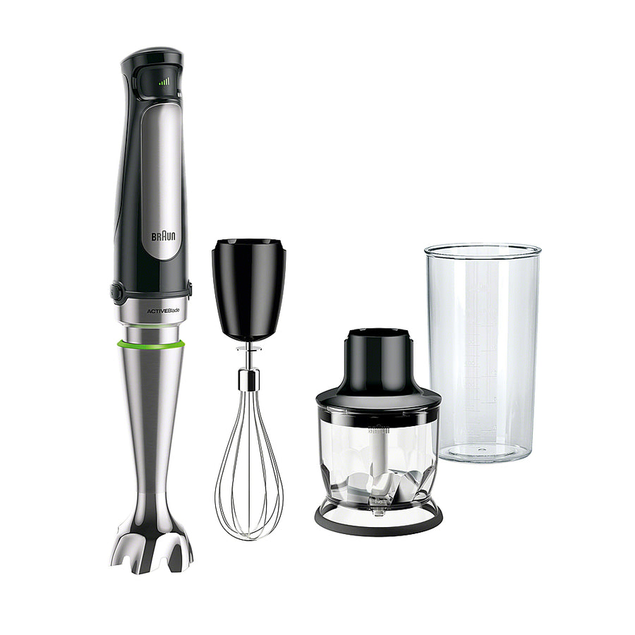 Braun - MultiQuick Immersion Hand Blender + 1.5-Cup Food Processor, Whisk, Beaker, MQ7025 - Black_0