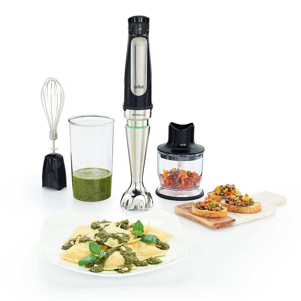 Braun - MultiQuick Immersion Hand Blender + 1.5-Cup Food Processor, Whisk, Beaker, MQ7025 - Black_1