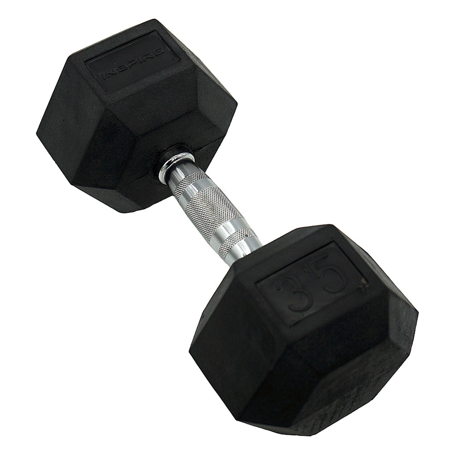 Inspire Fitness 35LB Rubber Dumbbell - Black_0