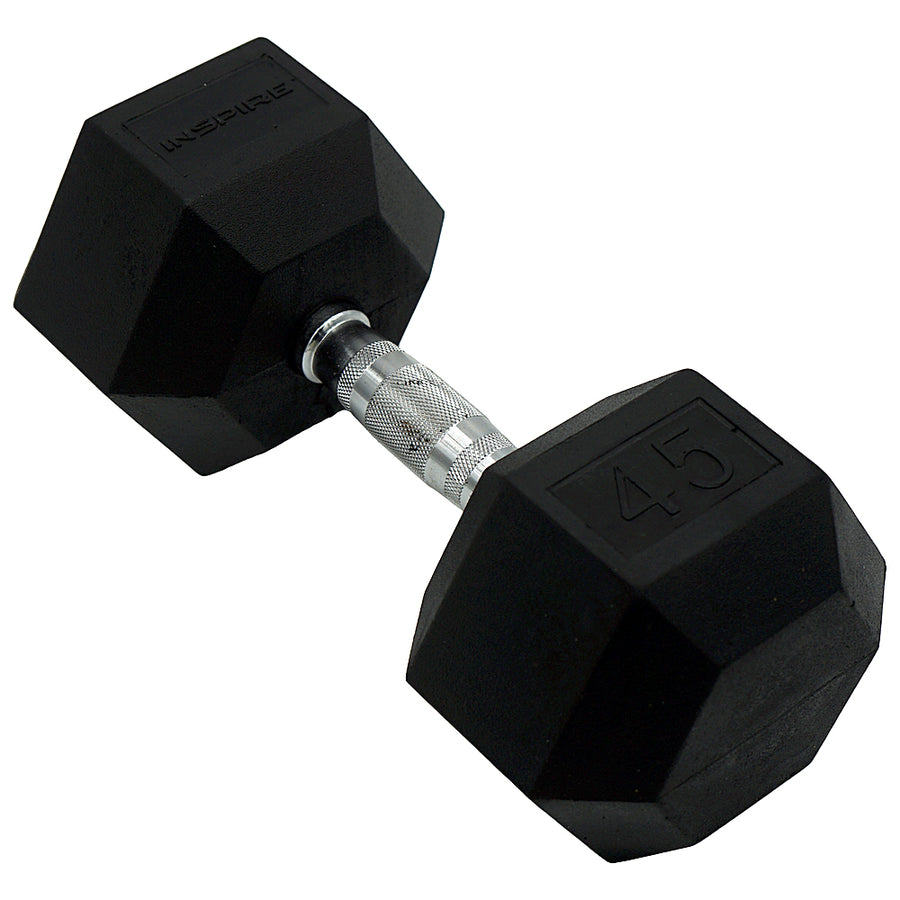 Inspire Fitness 45LB Rubber Dumbbell - Black_0