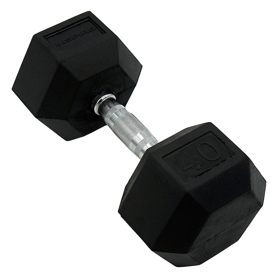 Inspire Fitness 40LB Rubber Dumbbell - Black_0