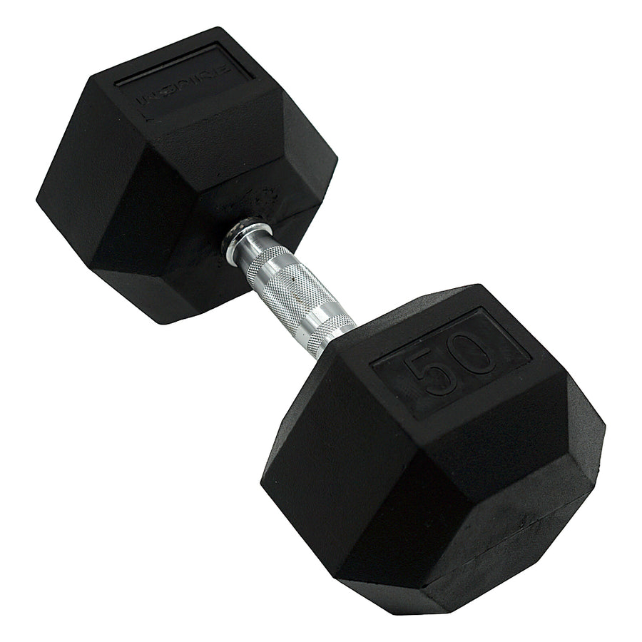 Inspire Fitness 50LB Rubber Dumbbell - Black_0