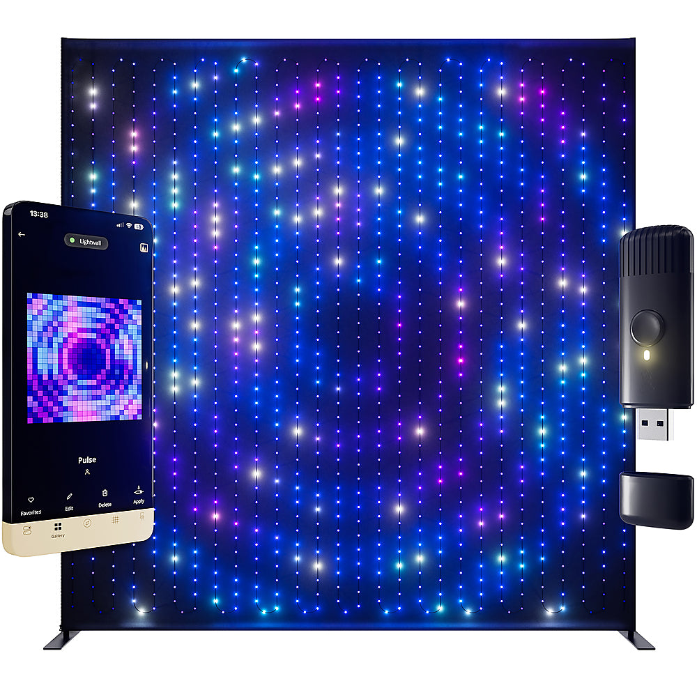 Twinkly Lightwall 1120 RGB LED 9' x 8.6' with Stand and Music Accessory - Black_8