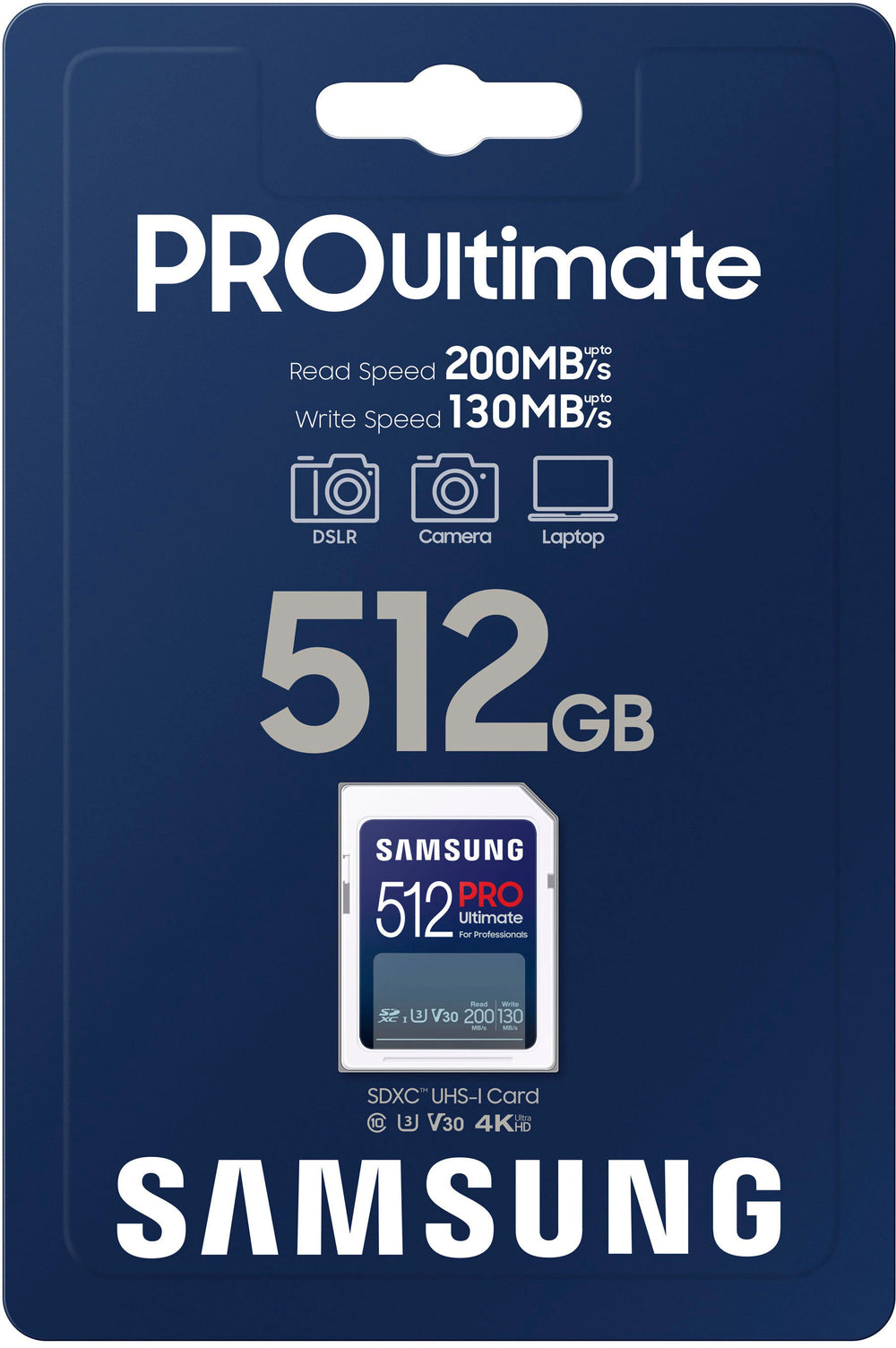 Samsung - PRO Ultimate Full Size 512GB SDXC Memory Card, Up to 200 MB/s, UHS I, C10, U3, V30, A2 (MB_1