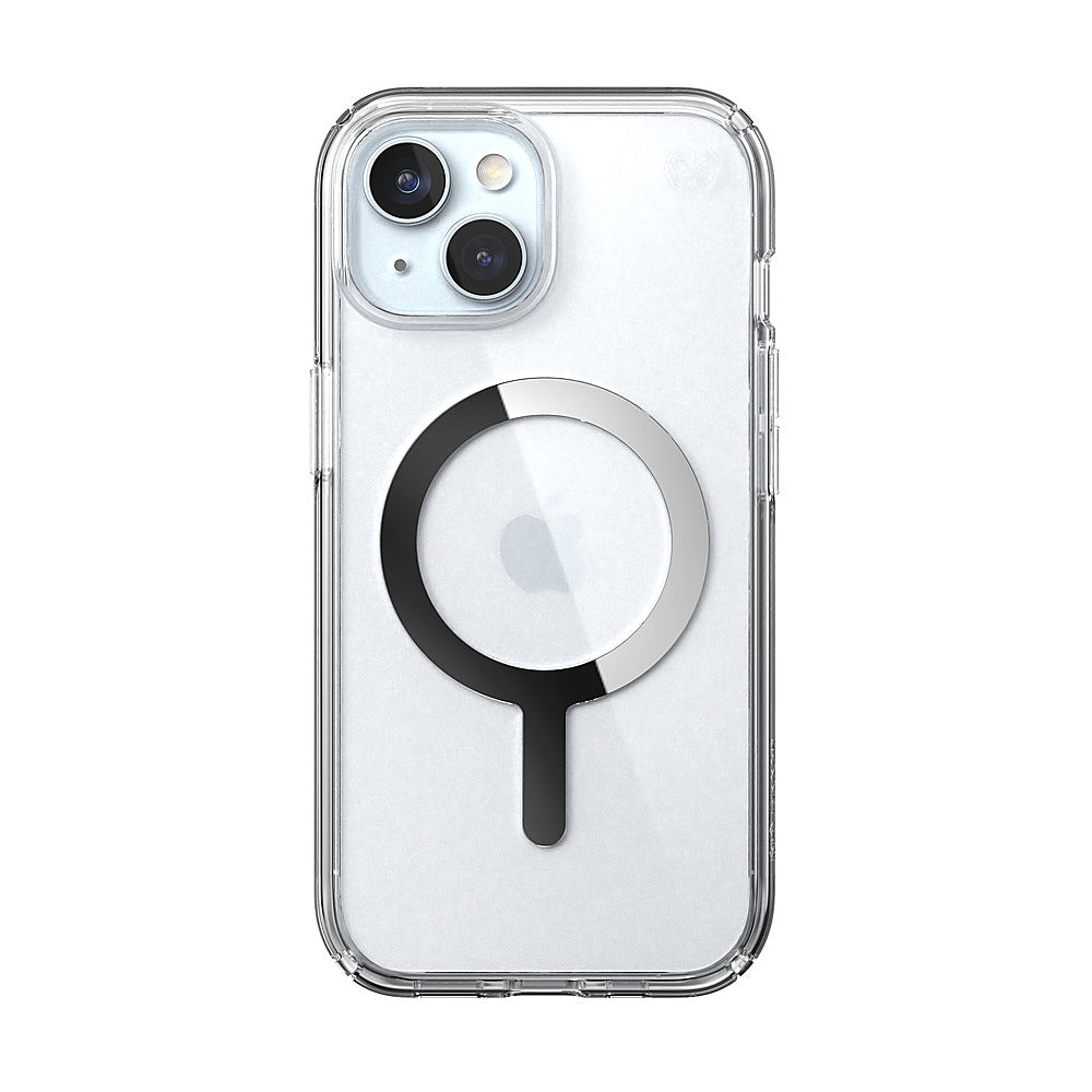 Speck - Presidio Perfect-Clear Case with MagSafe for Apple iPhone 15/14/13 - Clear/Chrome_0