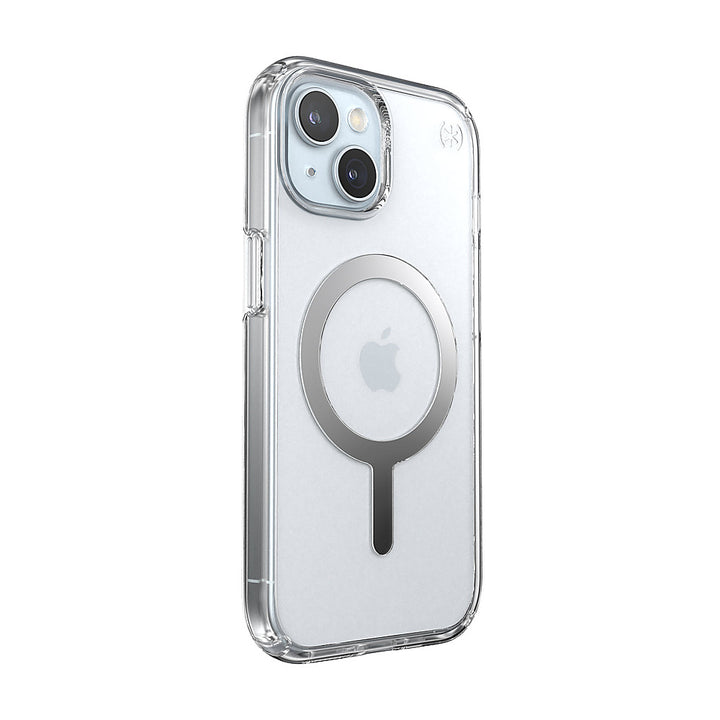 Speck - Presidio Perfect-Clear Case with MagSafe for Apple iPhone 15/14/13 - Clear/Chrome_5