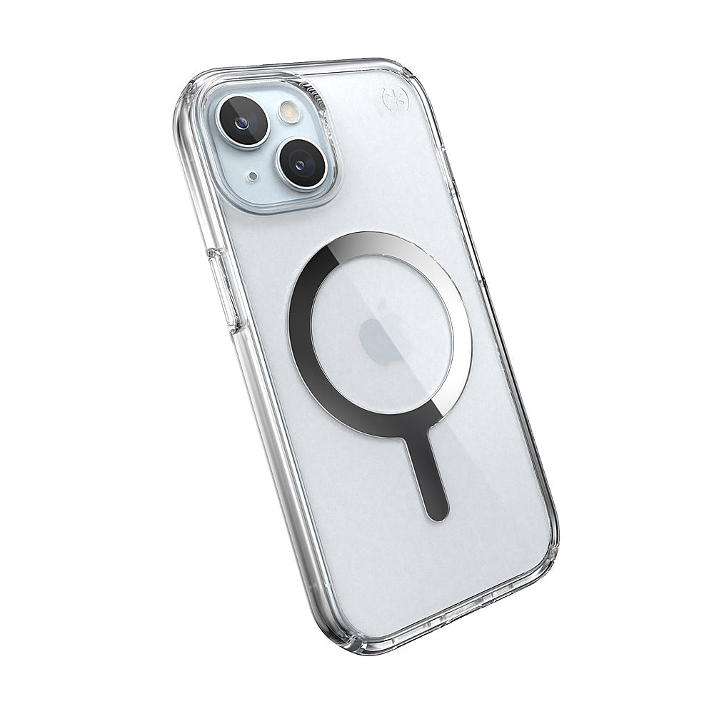 Speck - Presidio Perfect-Clear Case with MagSafe for Apple iPhone 15/14/13 - Clear/Chrome_4