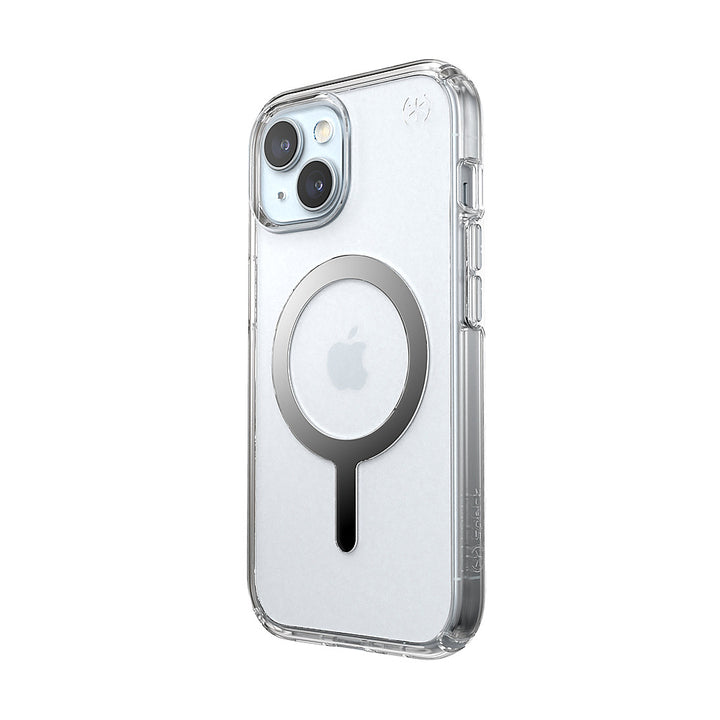 Speck - Presidio Perfect-Clear Case with MagSafe for Apple iPhone 15/14/13 - Clear/Chrome_2