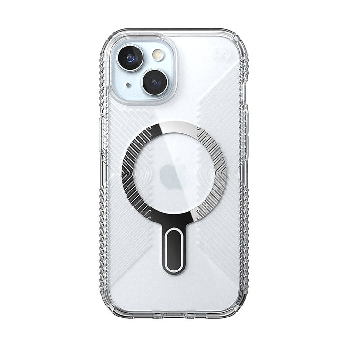 Speck - Presidio Perfect-Clear Grip ClickLock Case with MagSafe for Apple iPhone 15/14/13 - Clear/Chrome_0