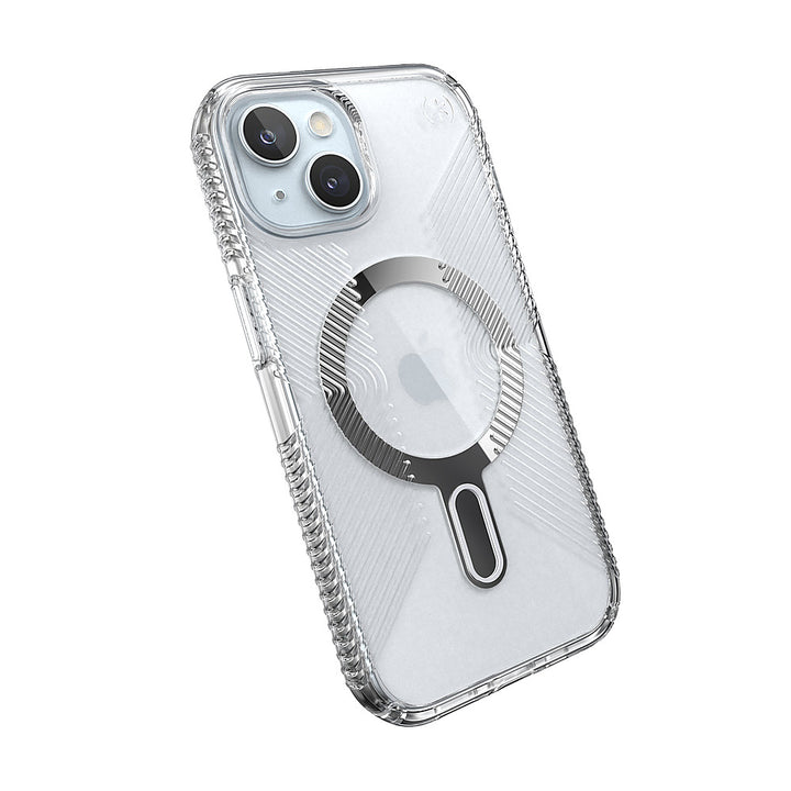 Speck - Presidio Perfect-Clear Grip ClickLock Case with MagSafe for Apple iPhone 15/14/13 - Clear/Chrome_4