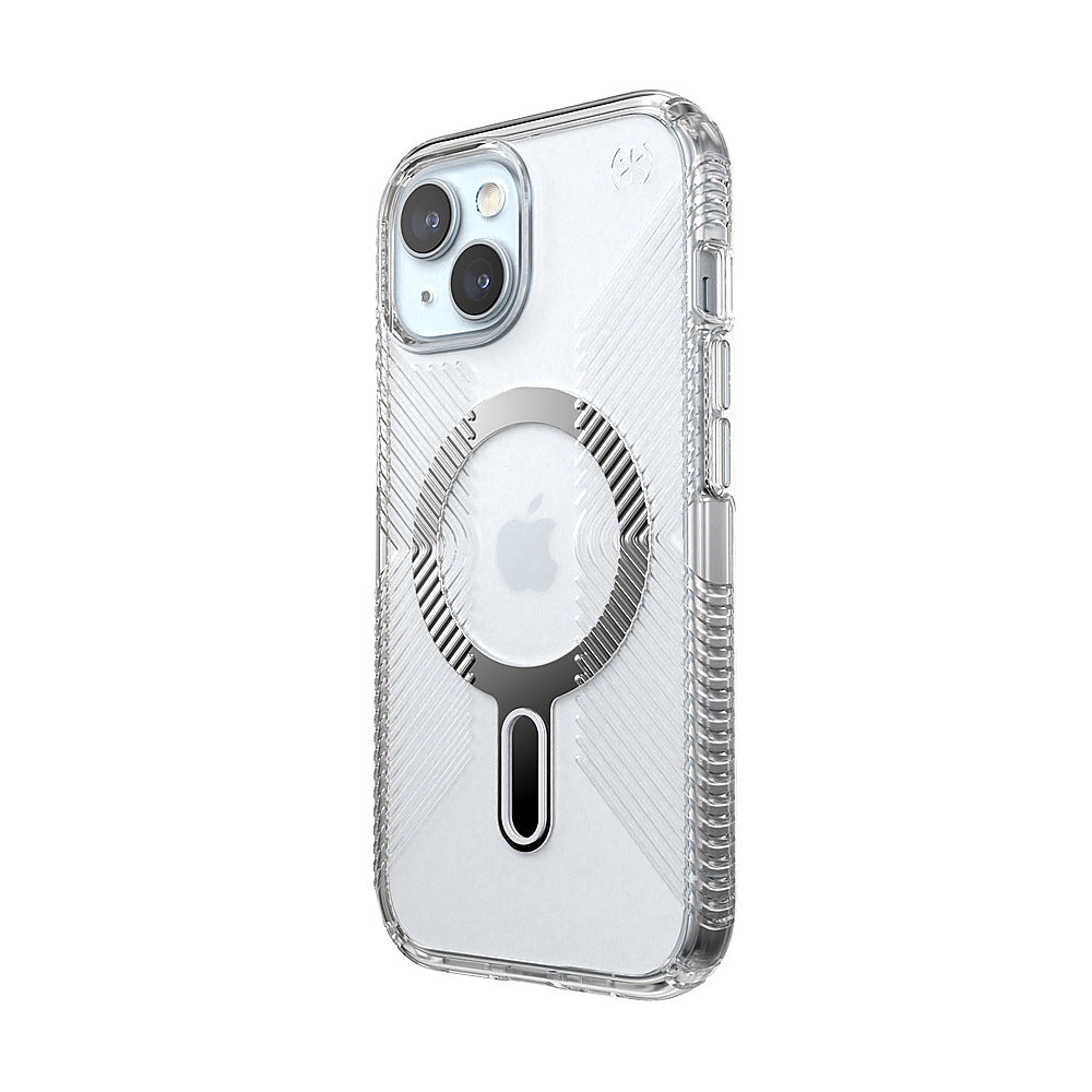 Speck - Presidio Perfect-Clear Grip ClickLock Case with MagSafe for Apple iPhone 15/14/13 - Clear/Chrome_2