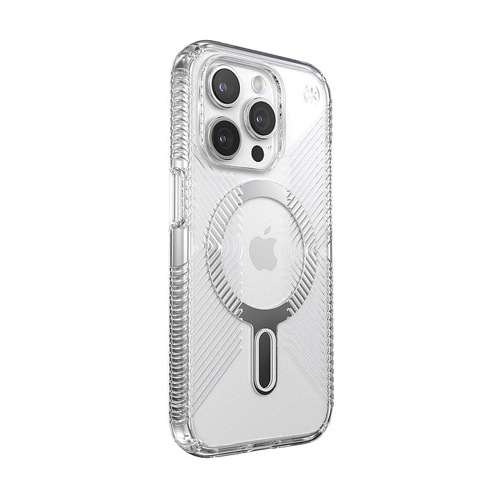 Speck - Presidio Perfect-Clear Grip ClickLock Case with MagSafe for Apple iPhone 15 Pro - Clear/Chrome_1