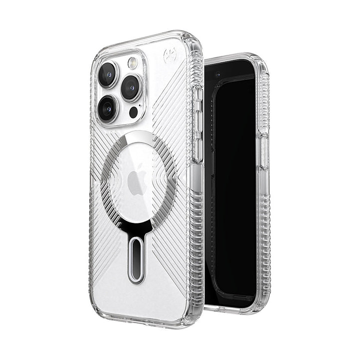 Speck - Presidio Perfect-Clear Grip ClickLock Case with MagSafe for Apple iPhone 15 Pro - Clear/Chrome_5