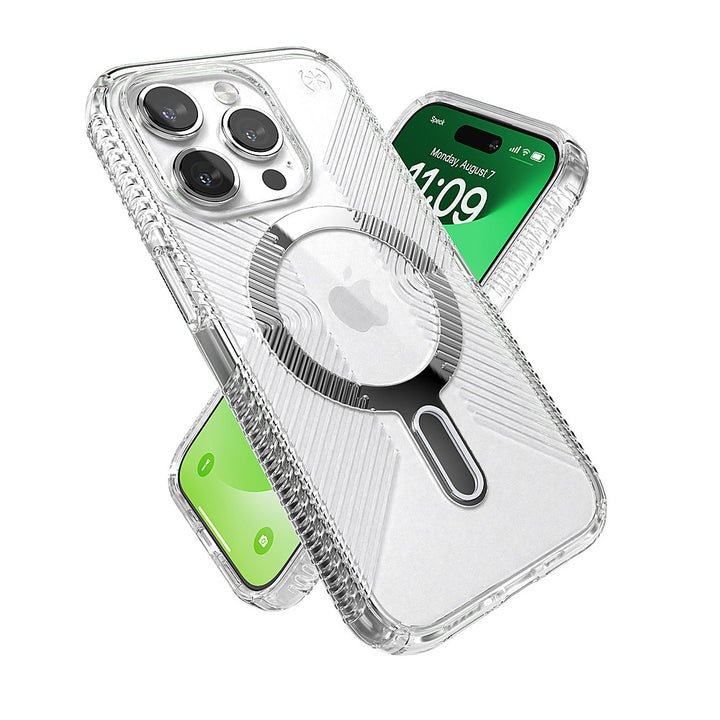 Speck - Presidio Perfect-Clear Grip ClickLock Case with MagSafe for Apple iPhone 15 Pro - Clear/Chrome_4