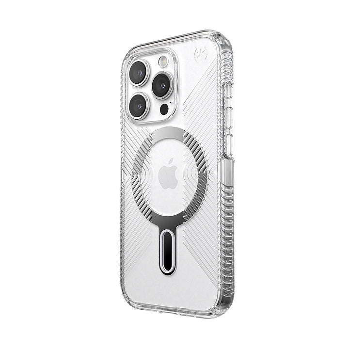Speck - Presidio Perfect-Clear Grip ClickLock Case with MagSafe for Apple iPhone 15 Pro - Clear/Chrome_2