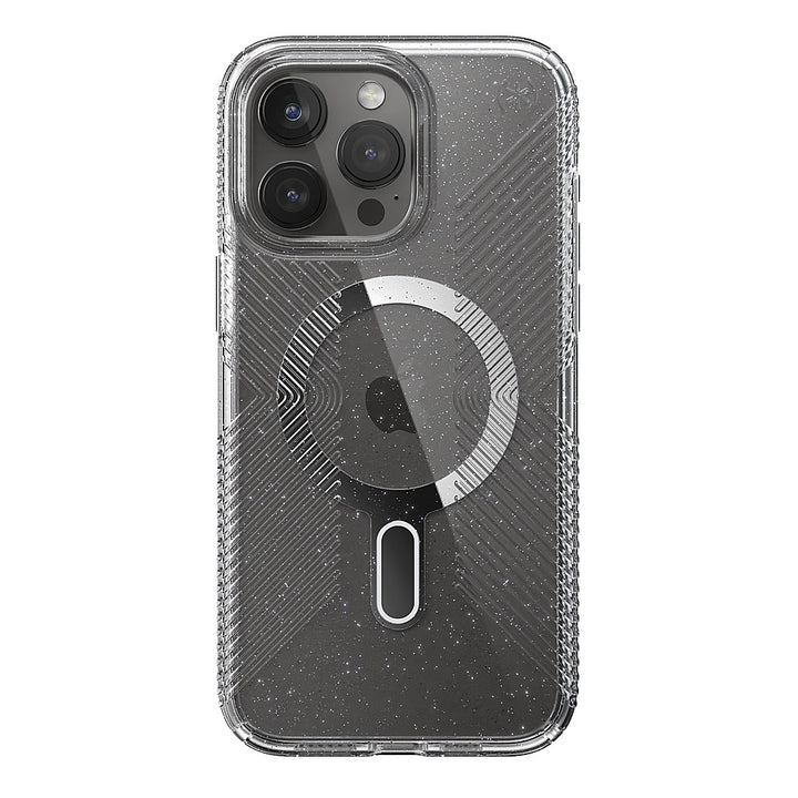 Speck - Presidio Lux Grip ClickLock Case with MagSafe for Apple iPhone 15 Pro Max - Clear/Chrome_0
