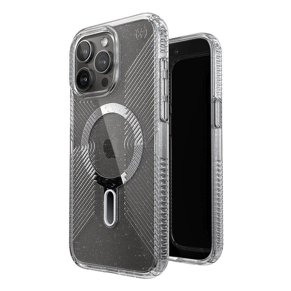 Speck - Presidio Lux Grip ClickLock Case with MagSafe for Apple iPhone 15 Pro Max - Clear/Chrome_5