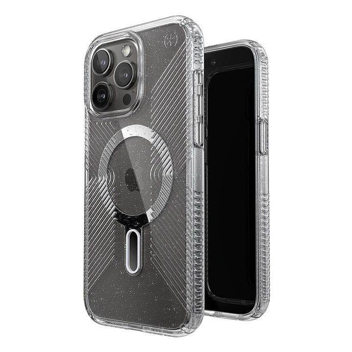Speck - Presidio Lux Grip ClickLock Case with MagSafe for Apple iPhone 15 Pro Max - Clear/Chrome_5