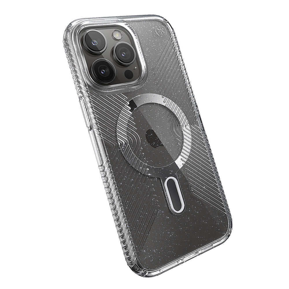 Speck - Presidio Lux Grip ClickLock Case with MagSafe for Apple iPhone 15 Pro Max - Clear/Chrome_4