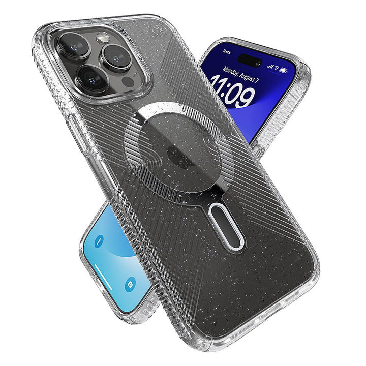 Speck - Presidio Lux Grip ClickLock Case with MagSafe for Apple iPhone 15 Pro Max - Clear/Chrome_3