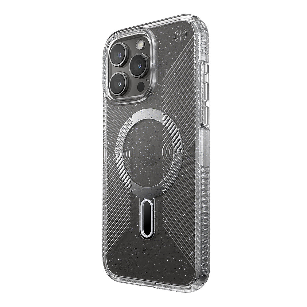 Speck - Presidio Lux Grip ClickLock Case with MagSafe for Apple iPhone 15 Pro Max - Clear/Chrome_2