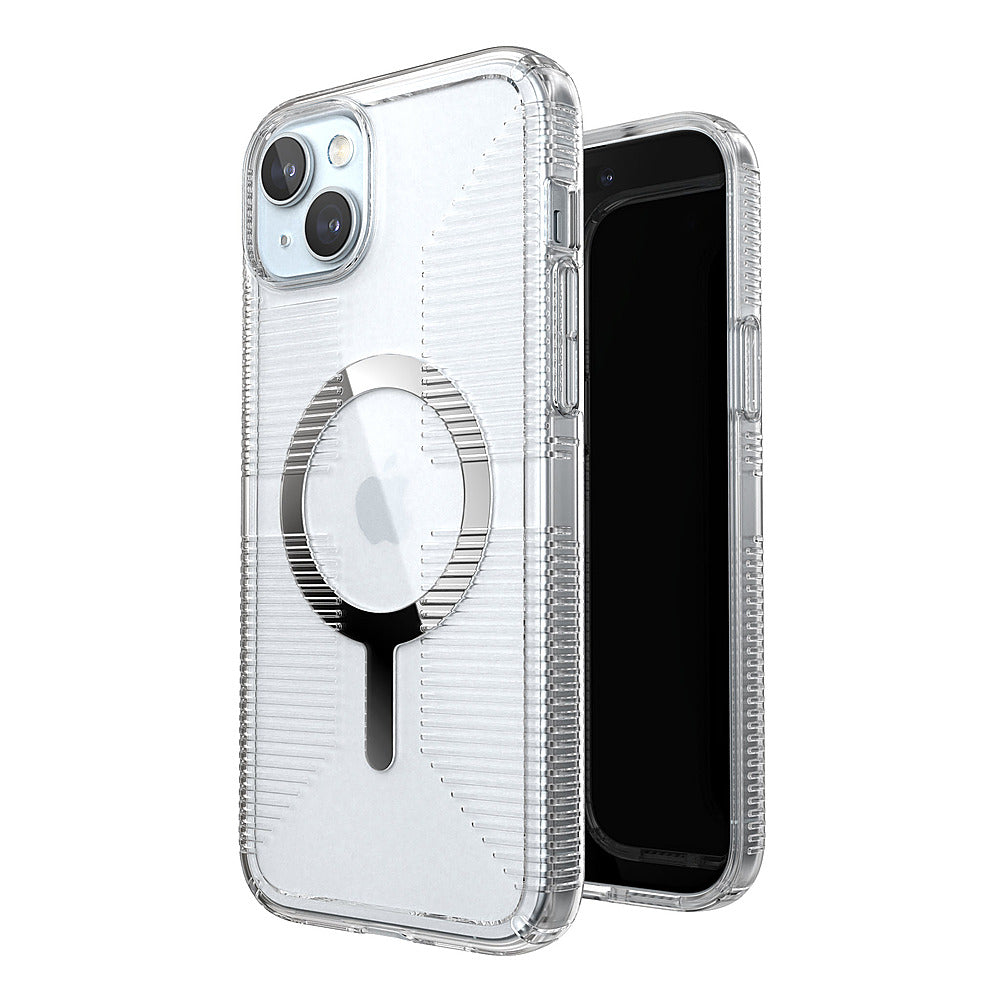 Speck - Gemshell Grip Case with MagSafe for Apple iPhone 15 Plus/14 Plus - Clear/Chrome_1