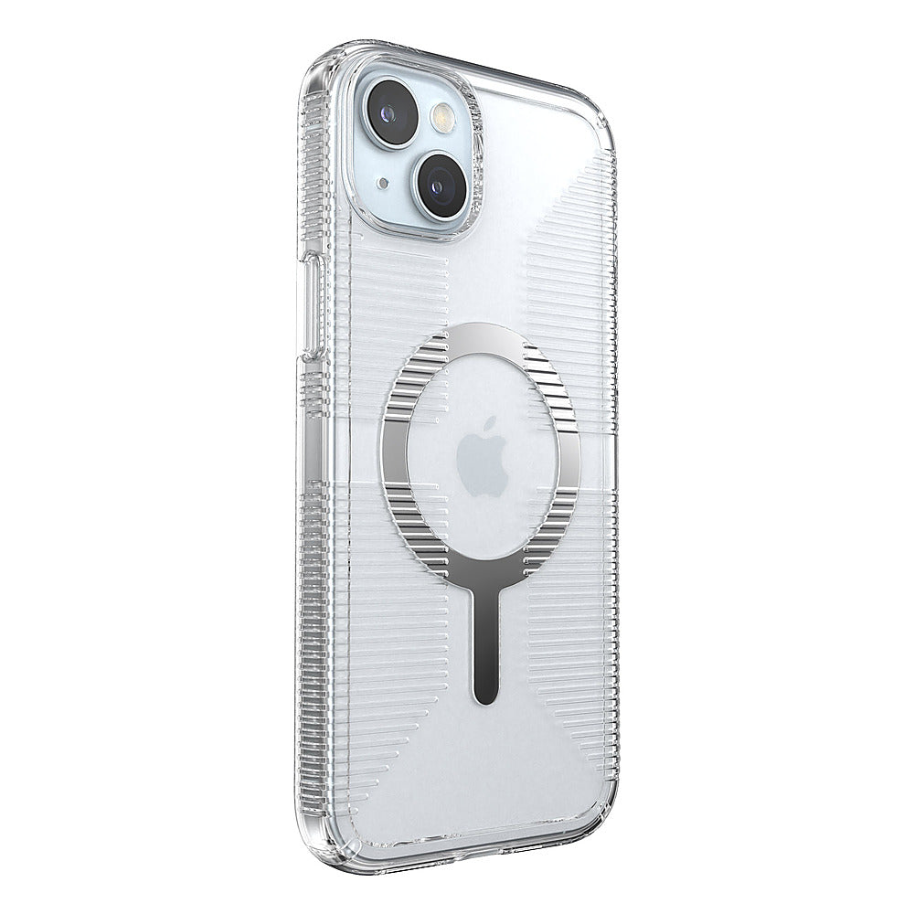 Speck - Gemshell Grip Case with MagSafe for Apple iPhone 15 Plus/14 Plus - Clear/Chrome_5