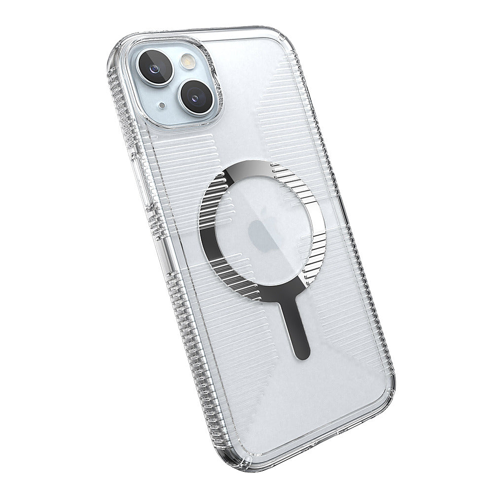 Speck - Gemshell Grip Case with MagSafe for Apple iPhone 15 Plus/14 Plus - Clear/Chrome_4
