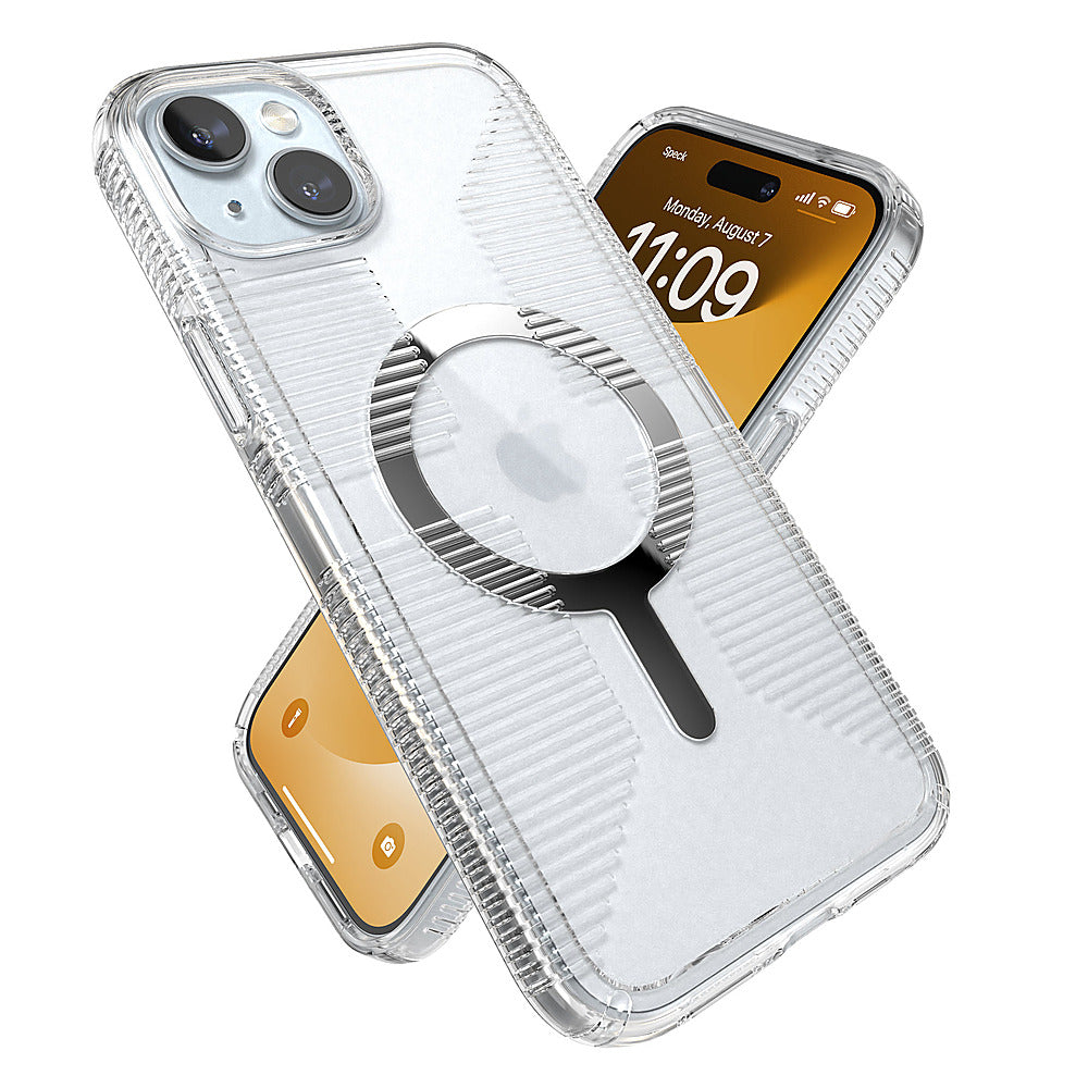 Speck - Gemshell Grip Case with MagSafe for Apple iPhone 15 Plus/14 Plus - Clear/Chrome_3
