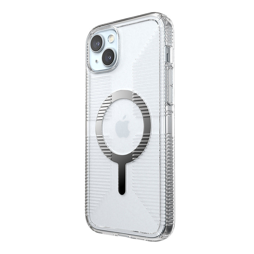 Speck - Gemshell Grip Case with MagSafe for Apple iPhone 15 Plus/14 Plus - Clear/Chrome_2