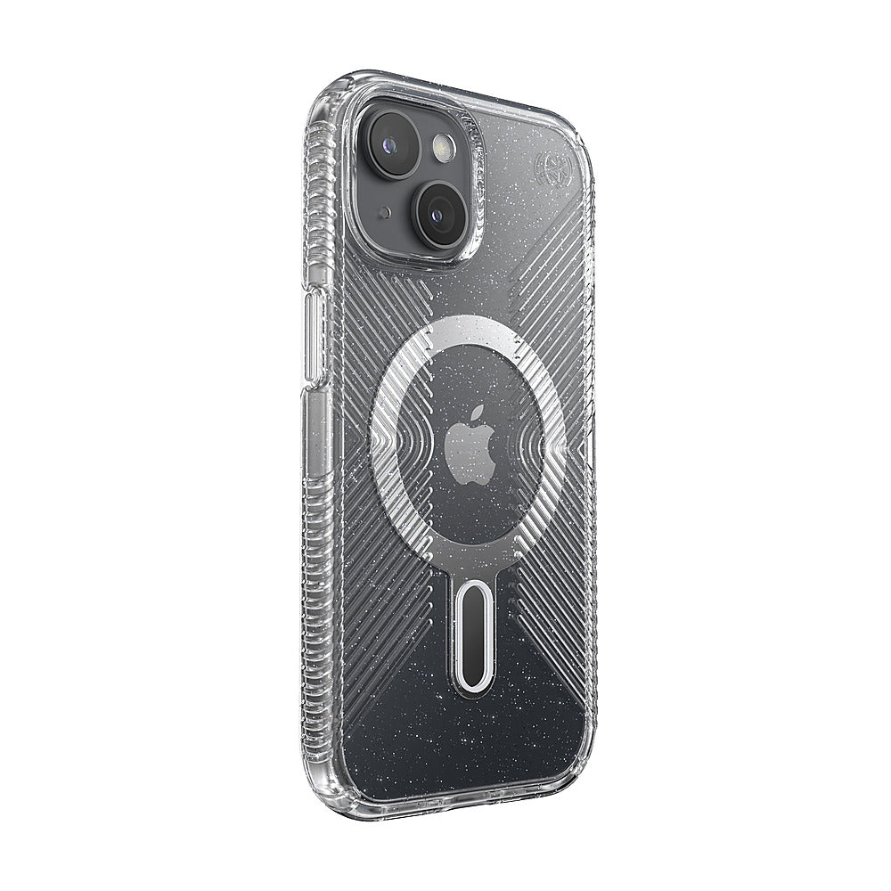 Speck - Presidio Lux Grip ClickLock Case with MagSafe for Apple iPhone 15/14/13 - Clear/Chrome_1