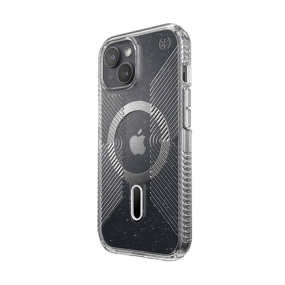 Speck - Presidio Lux Grip ClickLock Case with MagSafe for Apple iPhone 15/14/13 - Clear/Chrome_2