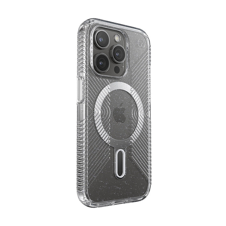 Speck - Presidio Lux Grip ClickLock Case with MagSafe for Apple iPhone 15 Pro - Clear/Chrome_1
