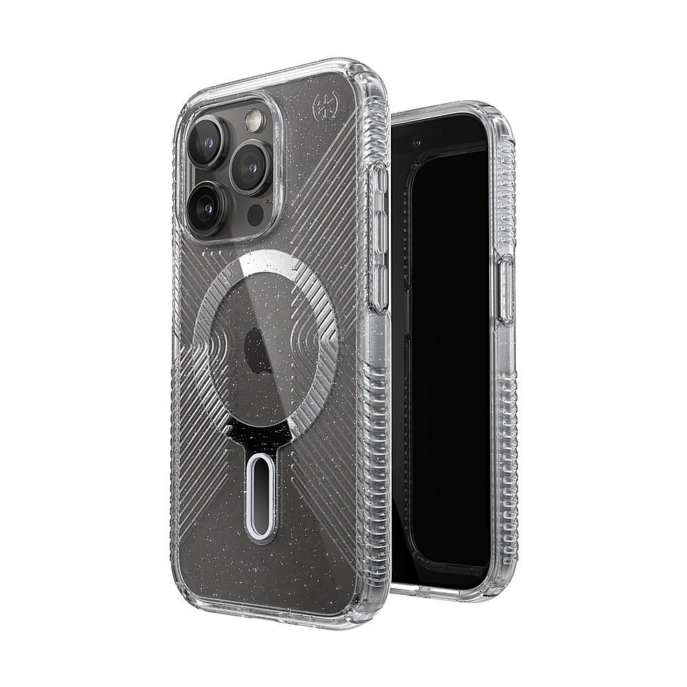 Speck - Presidio Lux Grip ClickLock Case with MagSafe for Apple iPhone 15 Pro - Clear/Chrome_5