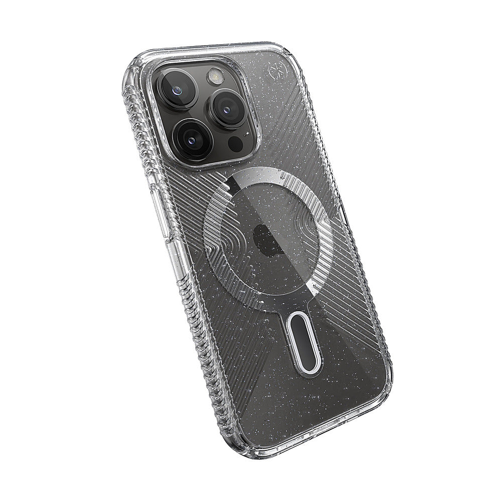 Speck - Presidio Lux Grip ClickLock Case with MagSafe for Apple iPhone 15 Pro - Clear/Chrome_4