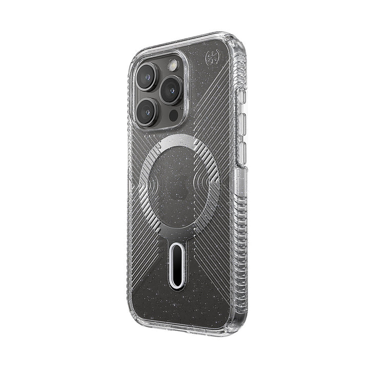 Speck - Presidio Lux Grip ClickLock Case with MagSafe for Apple iPhone 15 Pro - Clear/Chrome_2
