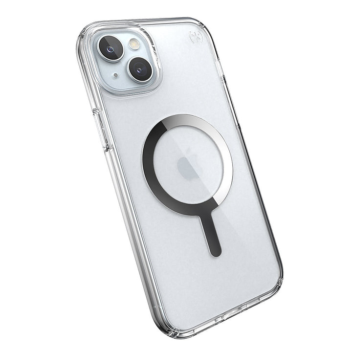 Speck - Presidio Perfect-Clear Case with MagSafe for Apple iPhone 15 Plus/14 Plus - Clear/Chrome_3