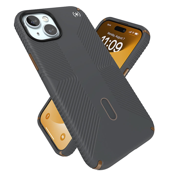 Speck - Presidio2 Grip ClickLock Case with MagSafe for Apple iPhone 15 Plus/14 Plus - Charcoal Gray_4