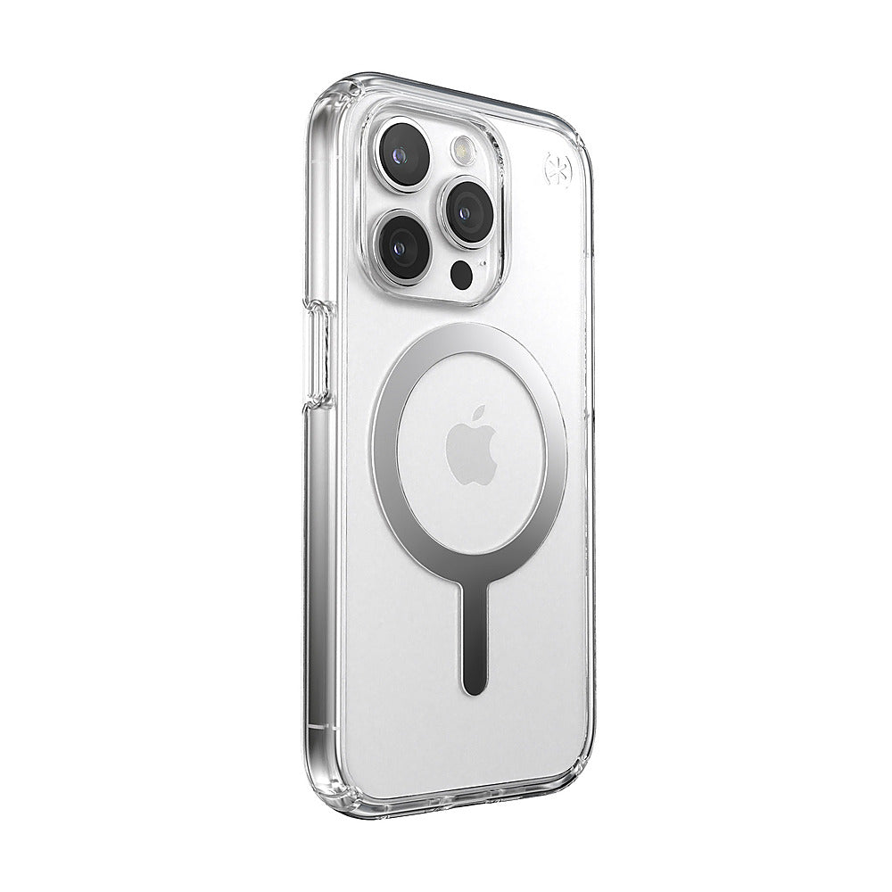 Speck - Presidio Perfect-Clear Case with MagSafe for Apple iPhone 15 Pro - Clear/Chrome_5