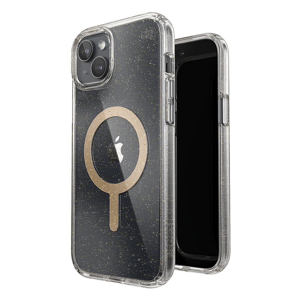 Speck - Presidio Lux Case with MagSafe for Apple iPhone 15 Plus/14 Plus - Clear/Gold Glitter_5